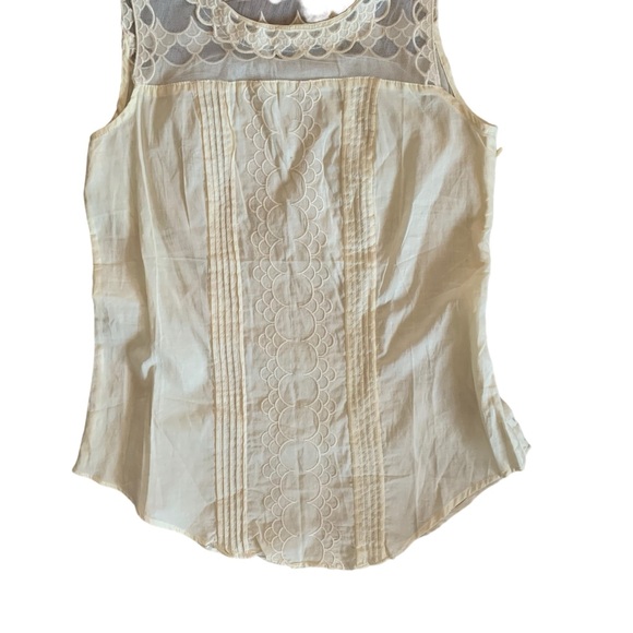 Hem & Thread S cream lace sleeveless scallop crew neck boho coquette fairy - Picture 6 of 9